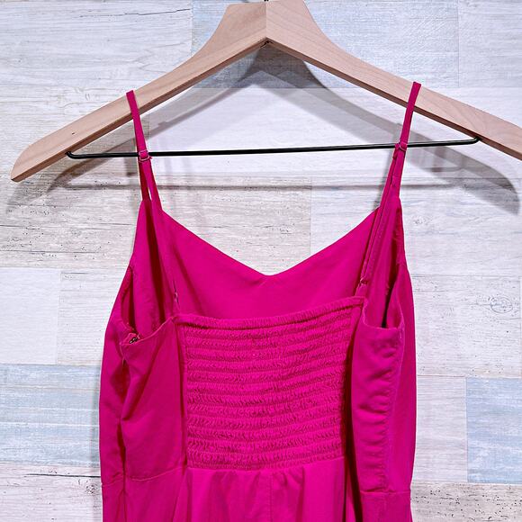 Old Navy Fit & Flare Cami Dress Hot Pink Smocked Back Sleeveless Womens Small - Picture 4 of 7